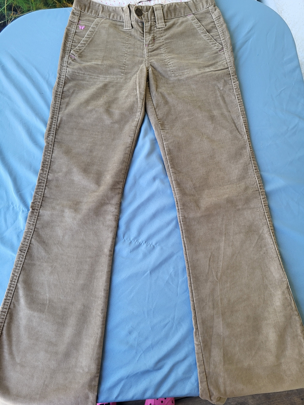 Vintage Y2K Aeropostale Beige Corduroy Flare Pants Size 1/2L
